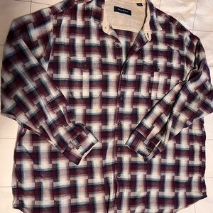 Tommy Bahama Mens Big and Tall Red, Navy & White Plaid Casual Button Down Shirt